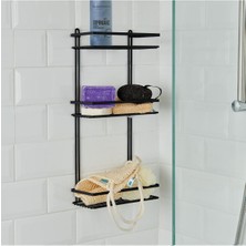 UltraMint 3 Katlı Paslanmaz Metal Kanca ile Siyah Banyo Düzenleyici, Duş Rafı