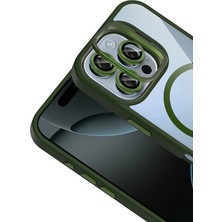 SiHako Iphone 16 Remim Lensli Magsafe Standlı Kapak - Koyu Yeşil