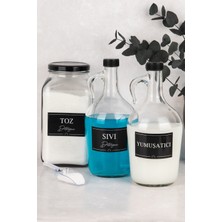 UltraMint 3'lü Deterjanlık Seti, Cam Kavanoz ve Şişe, 3000ML ve 1500ML Kapasiteli