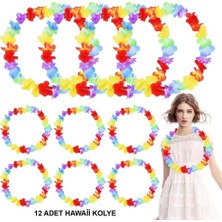 NW NessiWorld Hawaii Çiçekli Boyun Kolyesi - Renkli Tropikal Parti Leisi 12 Adet