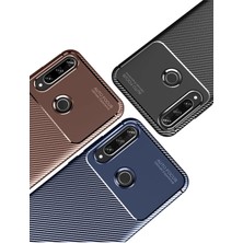 SiHako Newface Y6P Kılıf Auto Focus Karbon Kapak - Kahverengi