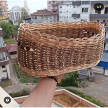 UltraMint Şık Hasır Bambu Rattan Oval Büyük Depolama Sepeti
