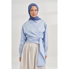 Armanda Cotton Monogram Geometrik Desen Şal 3120 - 520 Indigo