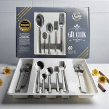 Kaveh 60 Parça Çatal Kaşık Seti 12 Kişilik Damla Model 18/0 Kalite (Kutulu)