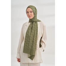 Armanda Cotton Monogram Geometrik Desen Şal 3120 - 205 Keten Yeşili
