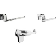 UltraMint Modern Krom Paslanmaz Banyo Seti: Havluluk, Tuvalet Kağıtlık ve Bornoz Askısı