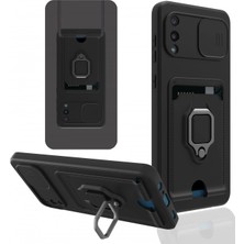 SiHako Newface Galaxy A02 Kılıf Zuma Kartvizitli Yüzüklü Silikon - Siyah