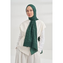 Armanda Cotton Monogram Geometrik Desen Şal 3120 - 422 Zümrüt