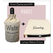 UltraMint Krem Damacana Kılıfı ve Çamaşır Makinesi Örtüsü, Güçlü ve Şık Set