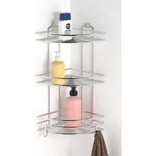 UltraMint Şık Üç Katlı Krom Banyo Köşe Rafı, Pratik ve Modern Tasarım