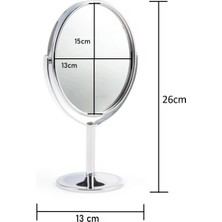 SHC4200 Oval Masaüstü Ayaklı 360° Dönebilen, Işyeri, Seyahat Için Mini Krom Ayna 15X25CM