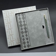 Fırsatkolik Kutulu Gri Defter ve Metal Kalem Seti
