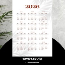 Fırsatkolik Takvim 2026 Premium A4 300 gr Dijital Baskı Beyaz Bordo