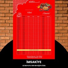 Fırsatkolik Ramazan Imsakiyesi - 300 gr - A3 Boyut Kişiye Özel Isimli & Logolu 1 Adet Kırmızı