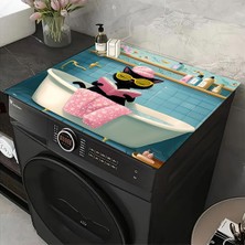 UltraMint Kedi Temalı Çamaşır Makinesi Örtüsü, Koruma ve Kaymaz Mat, Yıkanabilir