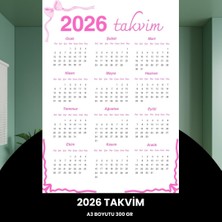 Fırsatkolik Takvim 2026 Premium A3 300 gr Dijital Baskı Pembe