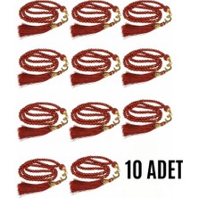 Fırsatkolik Namaz Tesbihi Vavlı 99'lu Cam Incili Esma'ul Hüsna Dua Kartı ile Bordo Renk Hediyelik 10 Adet