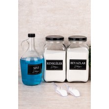 UltraMint 3'lü Deterjanlık Set, Ölçekli, Renkli ve Beyaz Sıvı Deterjanlar, Cam ve Şişe