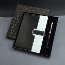 Fırsatkolik Siyah Beyaz Tarihsiz Ajanda Defter Kalem Seti