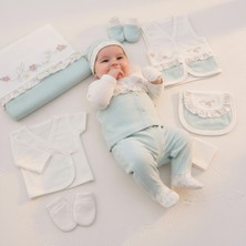 Milays 0-3 Ay Kız Bebek %100 Pamuk Çiçek Nakışlı 10LU Hastane Çıkış Zıbın Seti