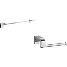 UltraMint F1 Serisi Krom Paslanmaz Havluluk ve Tuvalet Kağıtlık Banyo Seti