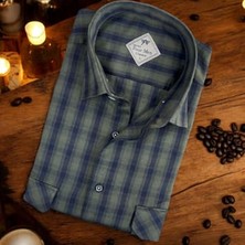 Eren Style Linen Keten Klasik Uzun Kollu Iki Cepli Kapaklı Mavi Baba Gömleği (Regular Kalıp)