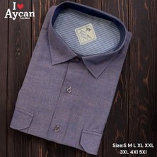 Eren Style Linen Keten Klasik Uzun Kollu Iki Cepli Kapaklı Mavi Baba Gömleği (Regular Kalıp)