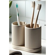 UltraMint Çiftli Yivli Diş Fırçalık Seti, Şık ve Pratik Banyo Düzenleyici