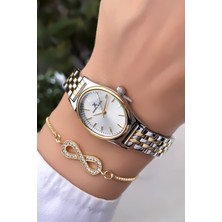 Orijinal Çelik Kordon Kadın Kol Saati 3 Atm Su Geçirmezlik Gold Gümüş Renk Bileklik Hediyeli DK452C3