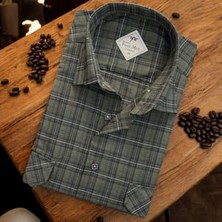 Eren Style Linen Keten Klasik Uzun Kollu Iki Cepli Kapaklı Mavi Baba Gömleği (Regular Kalıp)