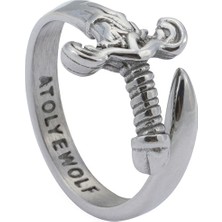 Gümüş Kaplama Çelik Kılıç Erkek Yüzük