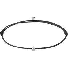 Gümüş Kaplama Çelik Siyah Şans Erkek Ip Bileklik