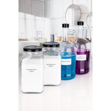 UltraMint Şeffaf Cam 4'lü Softener ve Deterjan Şişesi, 3 Lt, Whites Colors Kavanozu