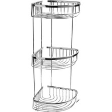 UltraMint 3 Kat Pirinç Üzeri Krom Kaplamalı Köşeli Süngerlik ve Şampuanlık