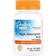 Dr  Best Doctor's Best High Absorption Iron Chelated With Ferrochel  Gentle On The Stomach  Immune Health  Blood Health  27mg 120 Tablet