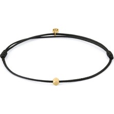 Altın Kaplama Çelik Siyah Şans Erkek Ip Bileklik