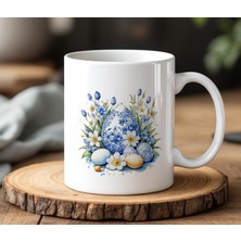 BB Design Yumurtalar Tasarımlı Beyaz Seramik Baskılı Kupa Bardak 330 ml