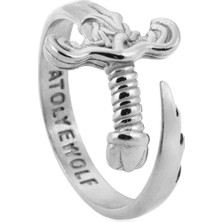 Gümüş Kaplama Çelik Kırık Kılıç Erkek Yüzük