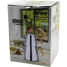 Fırsatkolik Pramit Aile Boy Çelik Çaydanlık Seti - Takımı Renkli Bakalit Kulp Üst Demlik: 1.5lt - Alt Suluk: 2.75LT Kendinden Süzgeçli (5067)