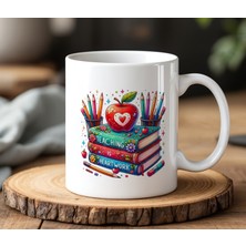 BB Design Teaching Is Work Tasarımlı Beyaz Seramik Baskılı Kupa Bardak 330 ml