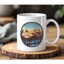 BB Design Las Vegas Tasarımlı Beyaz Seramik Baskılı Kupa Bardak 330 ml