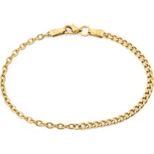 Altın Kaplama Çelik Curb Cable Zincir Erkek Bileklik