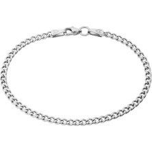 Gümüş Kaplama Çelik Curb Zincir Erkek Bileklik