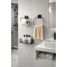 3'lü Set Yapışkanlı Banyo Düzenleyici Duşakabin Şampuanlık Banyo Rafı Wc Kağıtlık ve Havluluk