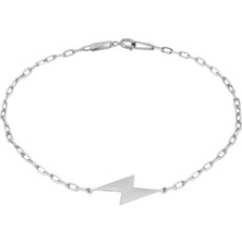 Gümüş Kaplama Çelik Şimşekli Zincir Erkek Bileklik