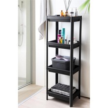 UltraMint 4 Katlı Siyah Banyo Rafı, Şampuanlık ve Havluluk Organizatörü