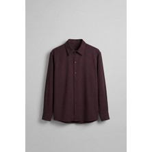 Abluka Online Erkek Relaxed Fit Uzun Kollu Basic Gömlek Mürdüm