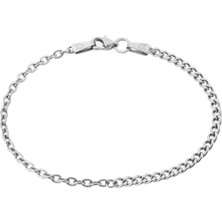 Gümüş Kaplama Çelik Curb Cable Zincir Erkek Bileklik