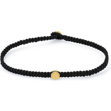 Altın Kaplama Çelik Siyah Makrome Örgü Erkek Bileklik