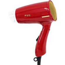 King KSK-438 Arvinda Seyahat Tipi Saç Kurutma Makinesi Kırmızı